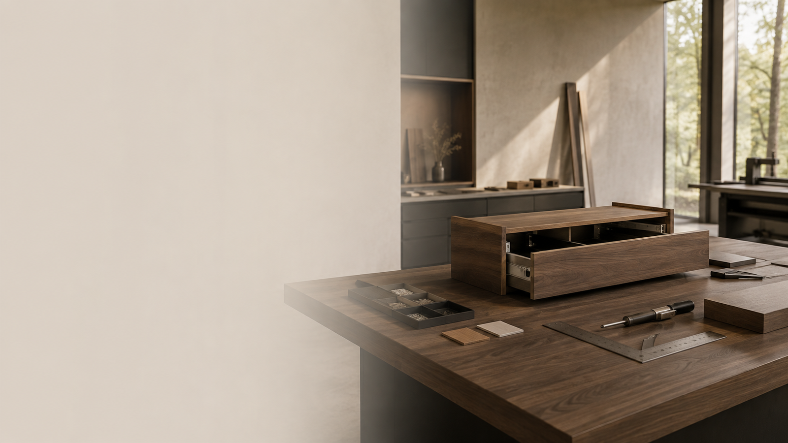 Atelier WANDAL — bancada de trabalho e móvel em processo de fabricação
